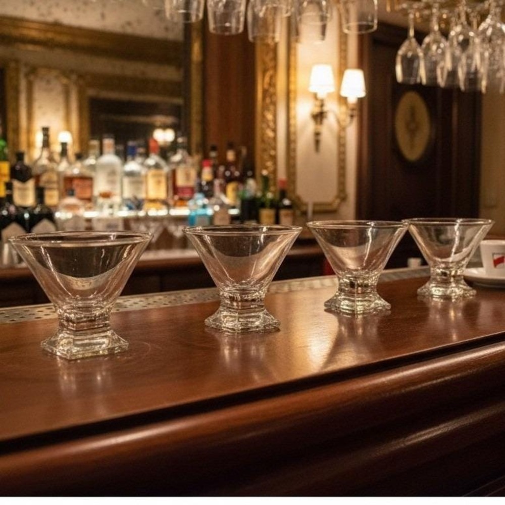 Italian Colle Crystal Cremanca Glasses, 24% Lead, Cocktail Martini, Set Of 4